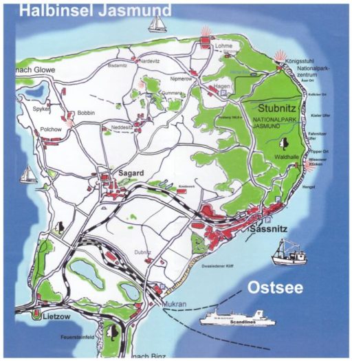 Halbinsel Jasmund Rügen Karte